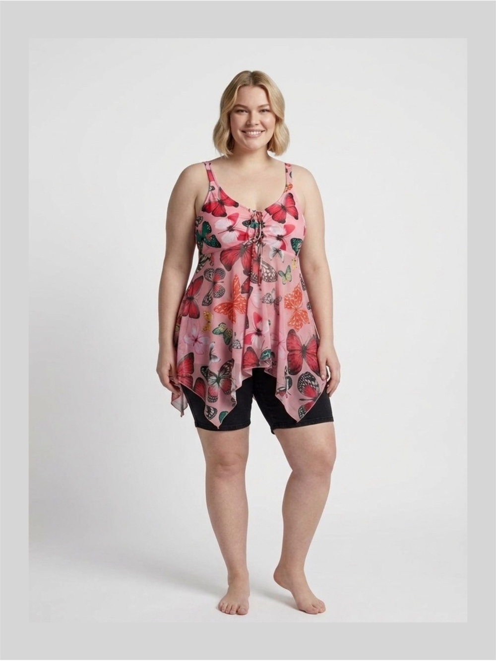 Butterfly Print (IC) Plus Size Swim Top 4XL Tankini Pastel Pool Beach Vacation